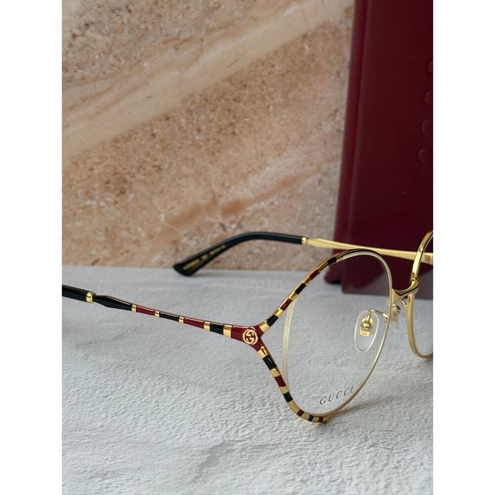 NEW Gucci GG0596OA Gold Round Eyeglasses Frames - Picture 4 of 10